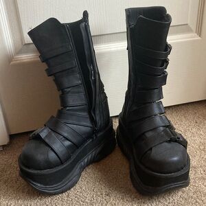 Black Platform Boots with Straps
